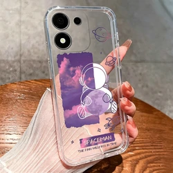 Cute Astronaut Kitten Silicone Shockproof Clear Phone Case with Camera Protection for Honor 600e (U271)