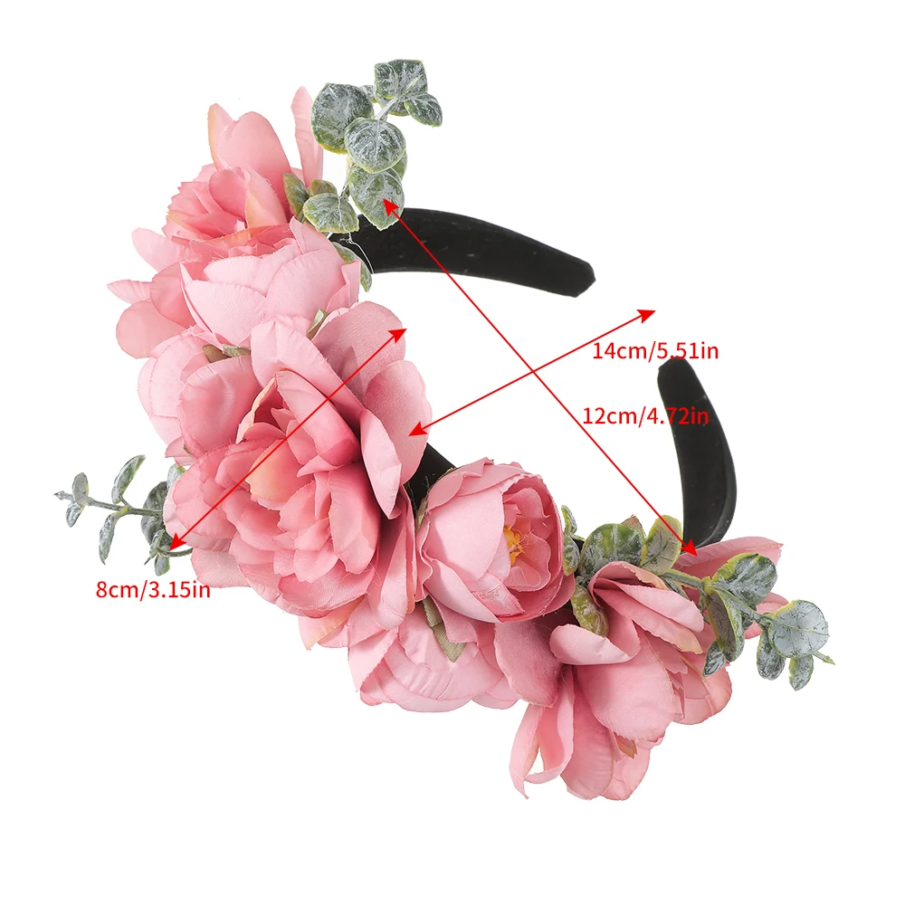 AWAYTR-Bandeaux de cheveux fleuris pour femmes, ornements de cheveux pour patients, couronne de guirlandes de mariage, lunette florale, rose, printemps