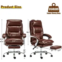 Executive Office Chair with Footrest, 350 LBS, Reclining, Big and Tall, Computer Gaming, Home Office, Desk Chair, Adjustable PU 2