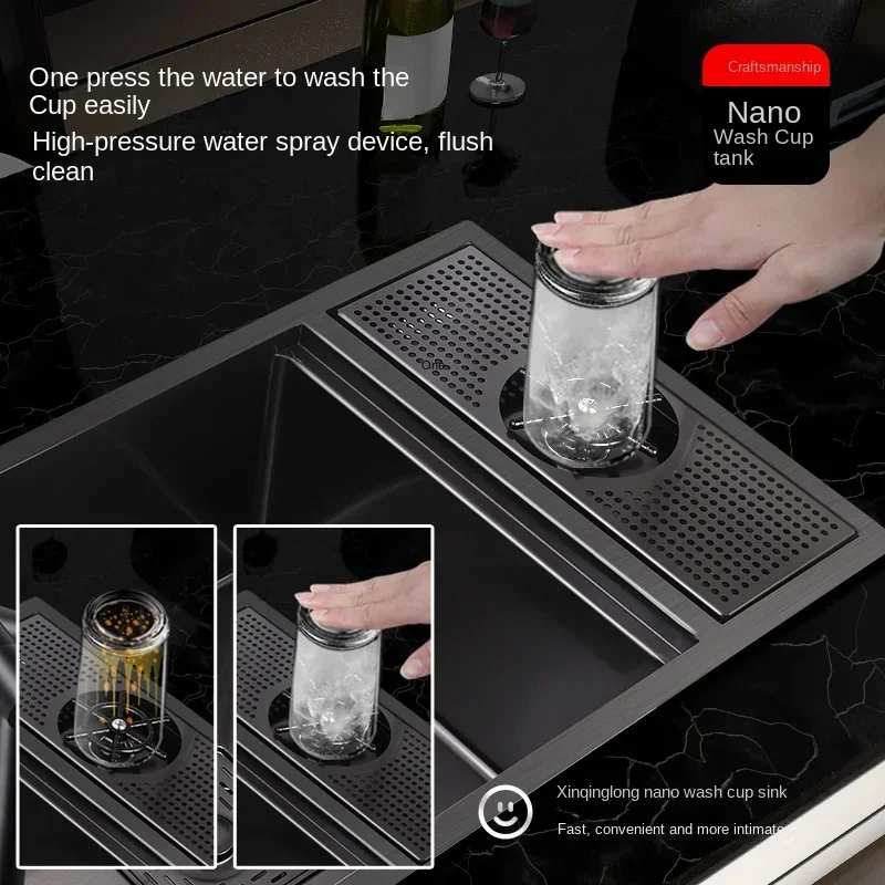 55cmx32cm 304 Nano Stainless Steel Hidden Sink Folding Faucet with Large Single Slot and Cover Plate Bar Counter Cup Washer 4