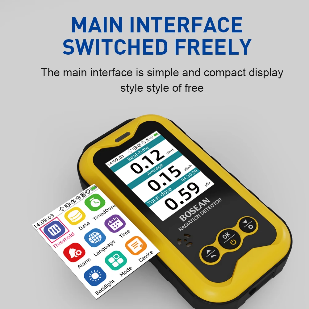 

BOSEAN детектор ядерного излучения счетчик Гейгера рентгеновский бета гамма-радиоактивность Монитор скорости дозы трендовый Графический анализ данных ПК