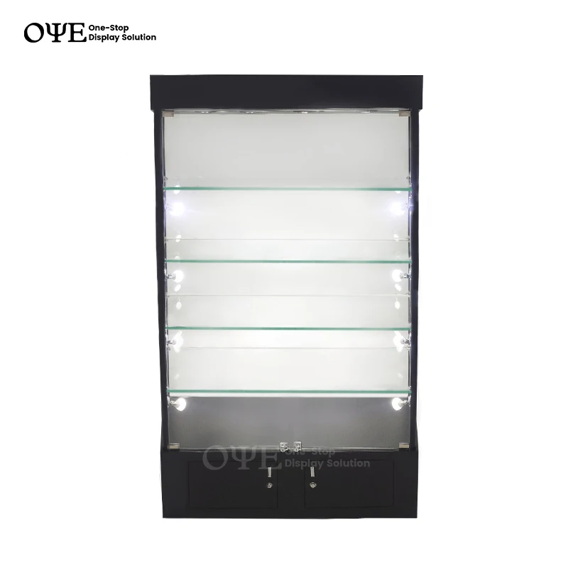 Custom. vitrine 유리 선반 디스플레이, 쇼케이스 유리 디스플레이, LED 조명