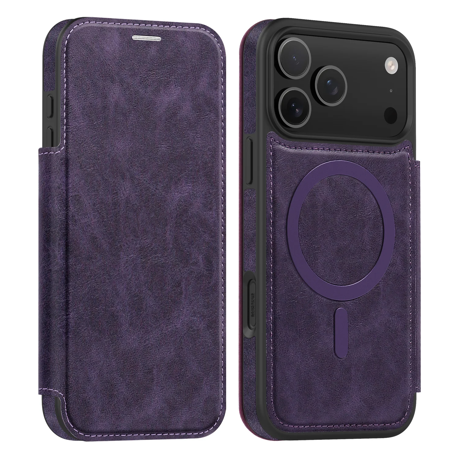 Premium Business Leather Flip Case with Magnetic MagSafe and Built-in Card Slot