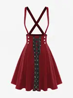 ROSEGAL Plus Size Women's High Waist Jumper Skirts Gothic Lace Up Buckles Godet Hem A Line Suspender Skirt Three Colors Choose - Image 5