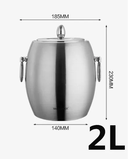 304 1L 2L oval Ice Bucket Wine Coolers Stainless Steel Double Wall Champagne beer whisky Bucket Keg Bar Accessories home bars ice bucket