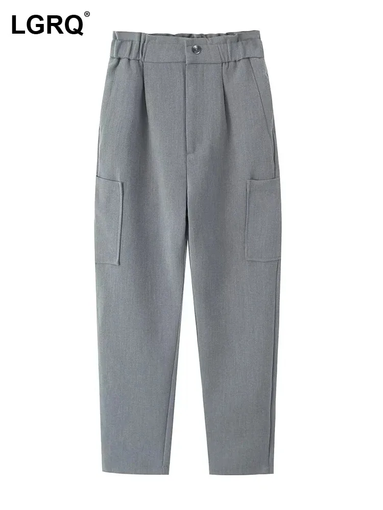 

LGRQ 2023 Fashion Elegant Loose Casual Pants Women's High Quality Solid Color Trendy Female Nine Points Pants Autumn New 19Z1988