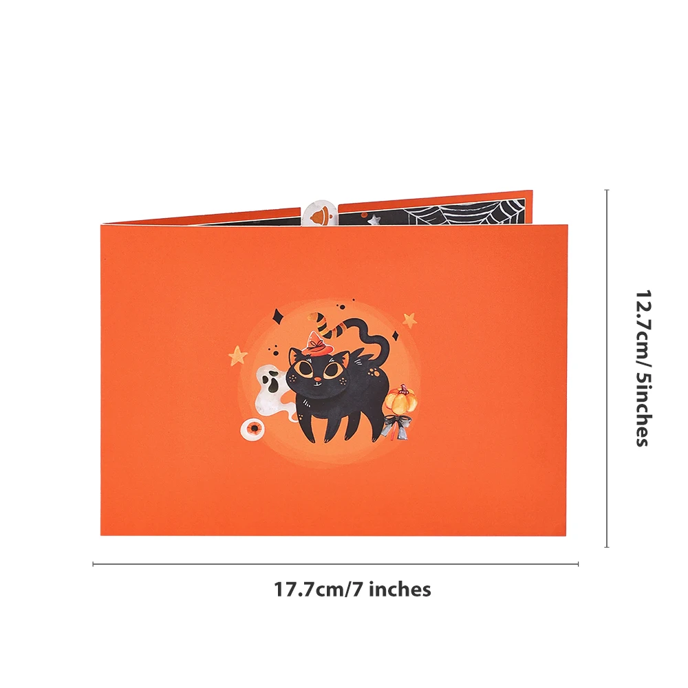 Halloween Greeting Card Balloon Black Cat Pop Up 3D Greetings Card Postcard Lovely Gifts For Friends Kids Couple