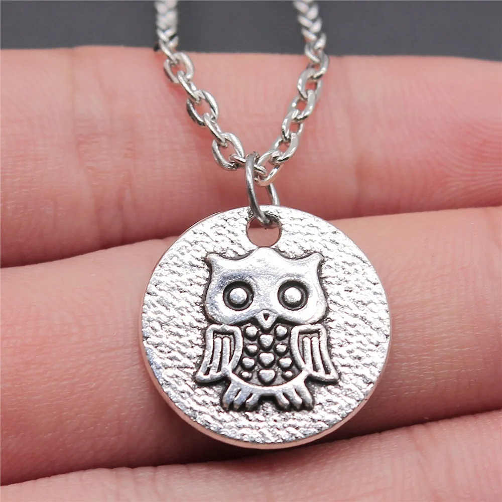 

Antique Silver Color 20x20mm Owl Pendant Necklace For Women