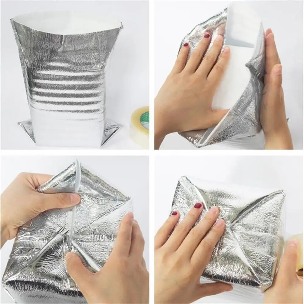 50 Teile/paket Falten Eis Kalt Warme Aluminium Folie Tasche Lebensmittel Thermische Getränk Lagerung Isolierung Tasche Verpackung Lieferung Träger Kühltasche – Detail 8