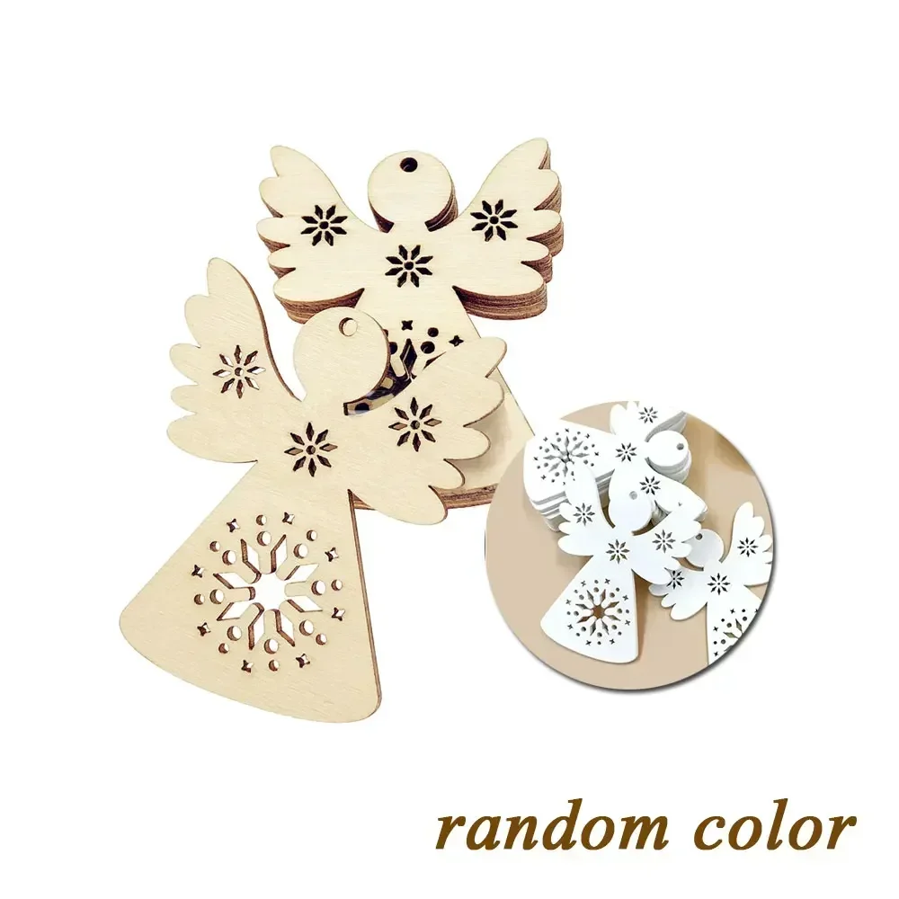 Set of 10 Angel-Themed Wooden Christmas Ornaments for DIY Crafts and Decorations