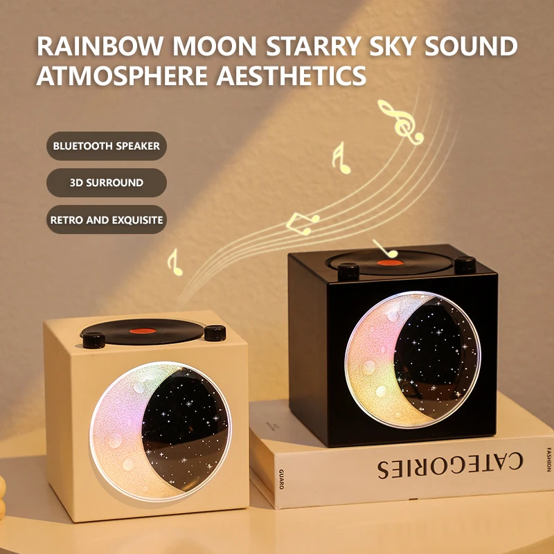 

Vinyl Record Range Moon Clock Bluetooth Speakers HiFi Stereo Computer Desktop Decoration Sound Box Sleep Night Light Speaker