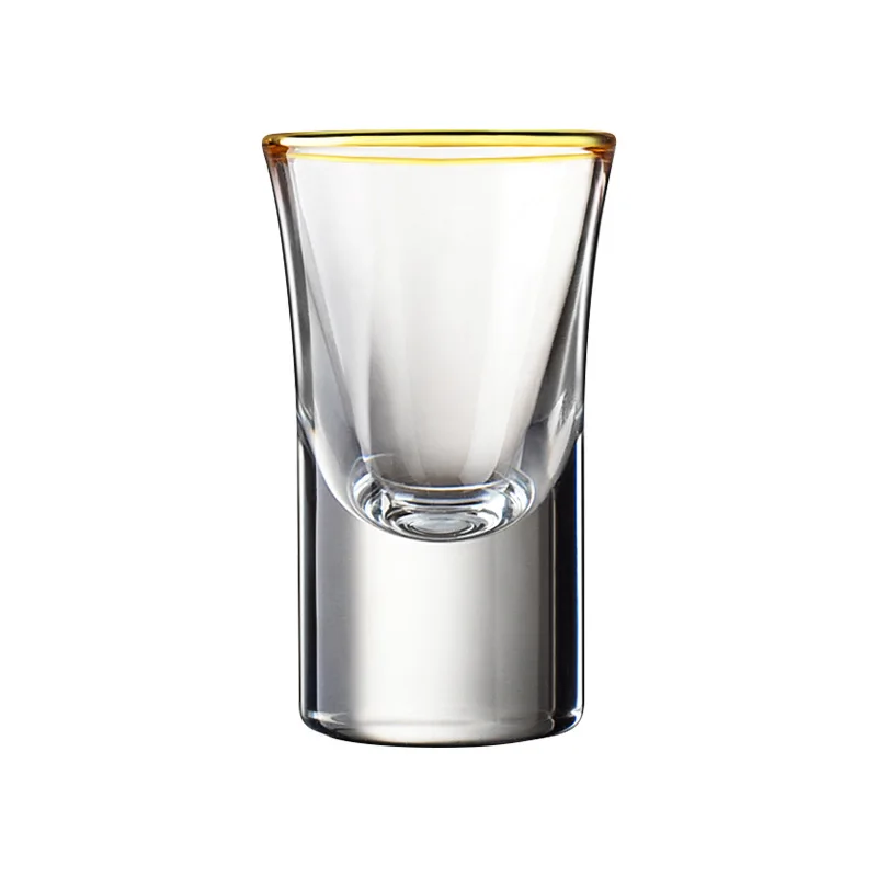Wine Cup Spirits Cup Drinking Glasses 12pcs Gold Foil Baijiu Cup Household Creative Small Cup 15ml Smooth Glass Gilt Edged Cups Wine Dispenser Spirits Wine Cups