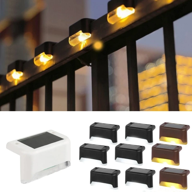 Luci a gradino solari a LED lampada da parete decorativa da giardino con luce per recinzione esterna impermeabile per l'illuminazione della ringhiera del percorso del cortile