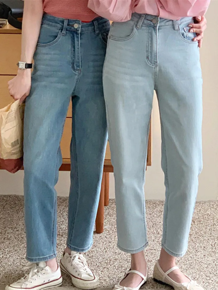 

Denim Jeans Womens Pants Korean Style Spring Summer Casual High Waist Harem Pants Ladies Jean Trousers