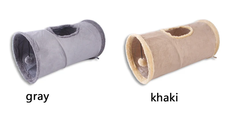 Collapsible Cat Tunnel Pet Cat Toys Play Tunnel Durable Suede Pet Toys Play Tunnel with Ball and Hole Pet Supplies