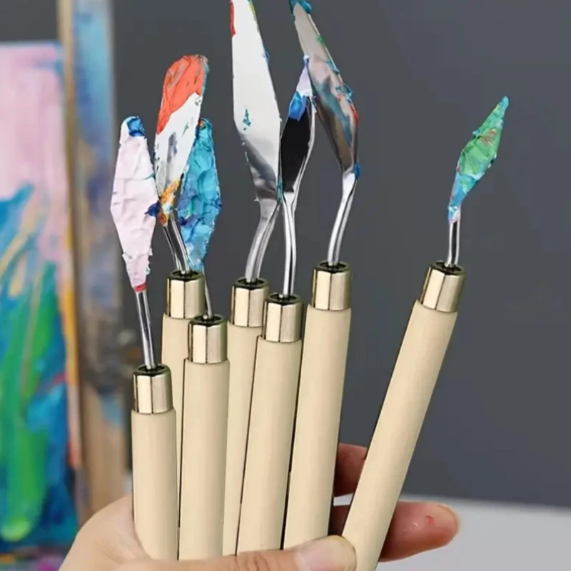 1set Stainless Steel Buttercream Spatula Cake Creamer Pastry Tools Oil Painting Tinting Spatula Kitchen Accessories 5