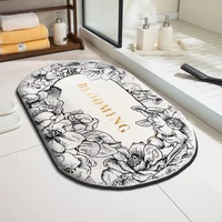European style bathroom absorbent foot mat flannel printed shower room non-slip floor mat dirt-resistant entrance mat