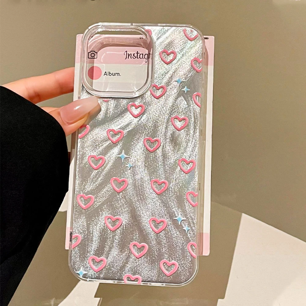 Charming Pink Heart Silicone Phone Case - Adorable & Protective Back Cover