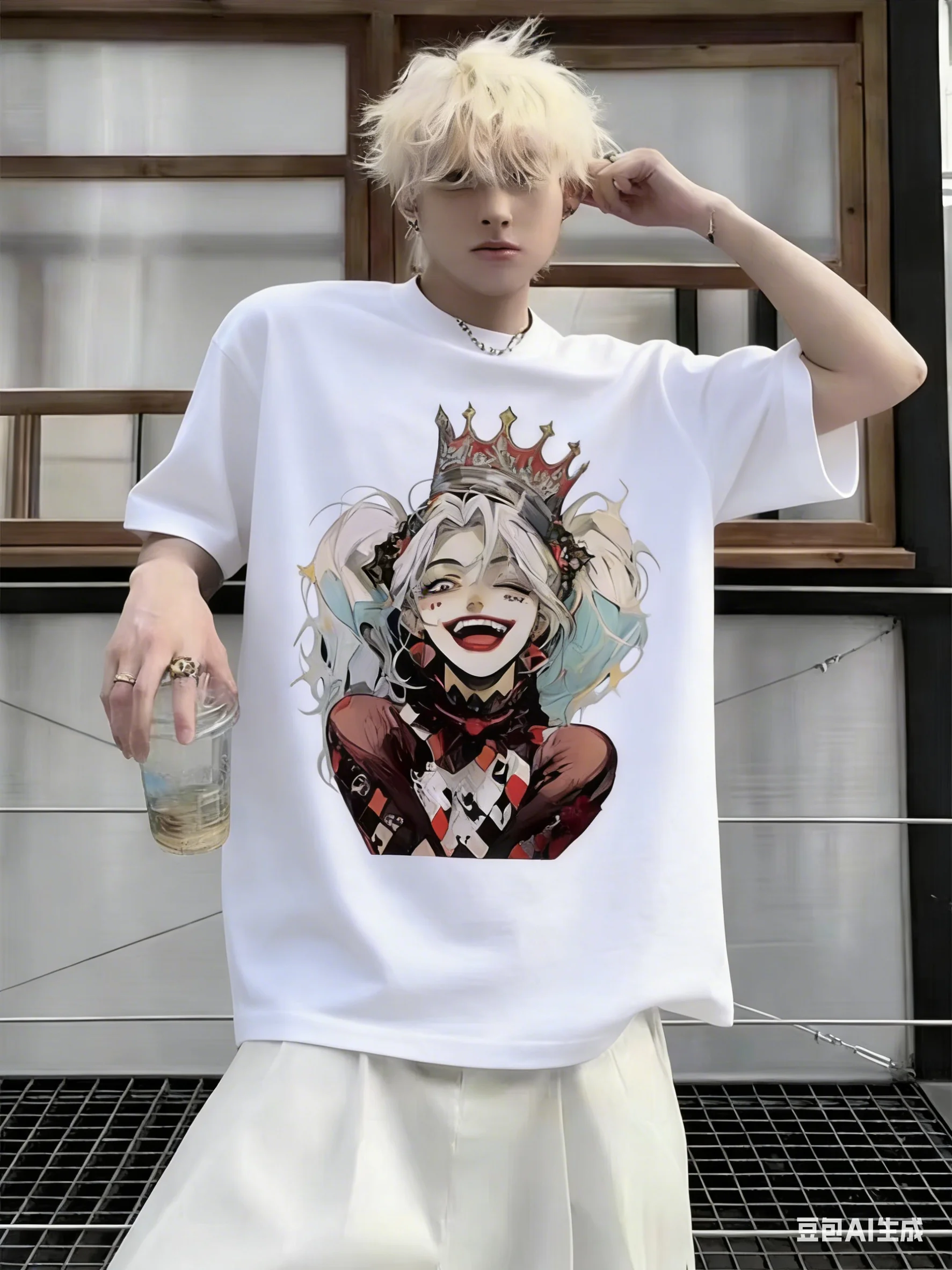 Neuestes Harley Quinn Crown Bubblegum 3D-gedrucktes Clown-T-Shirt im Harajuku-Stil für Erwachsene und Kinder, atmungsaktiv, für den täglichen Gebrauch – Detail 9