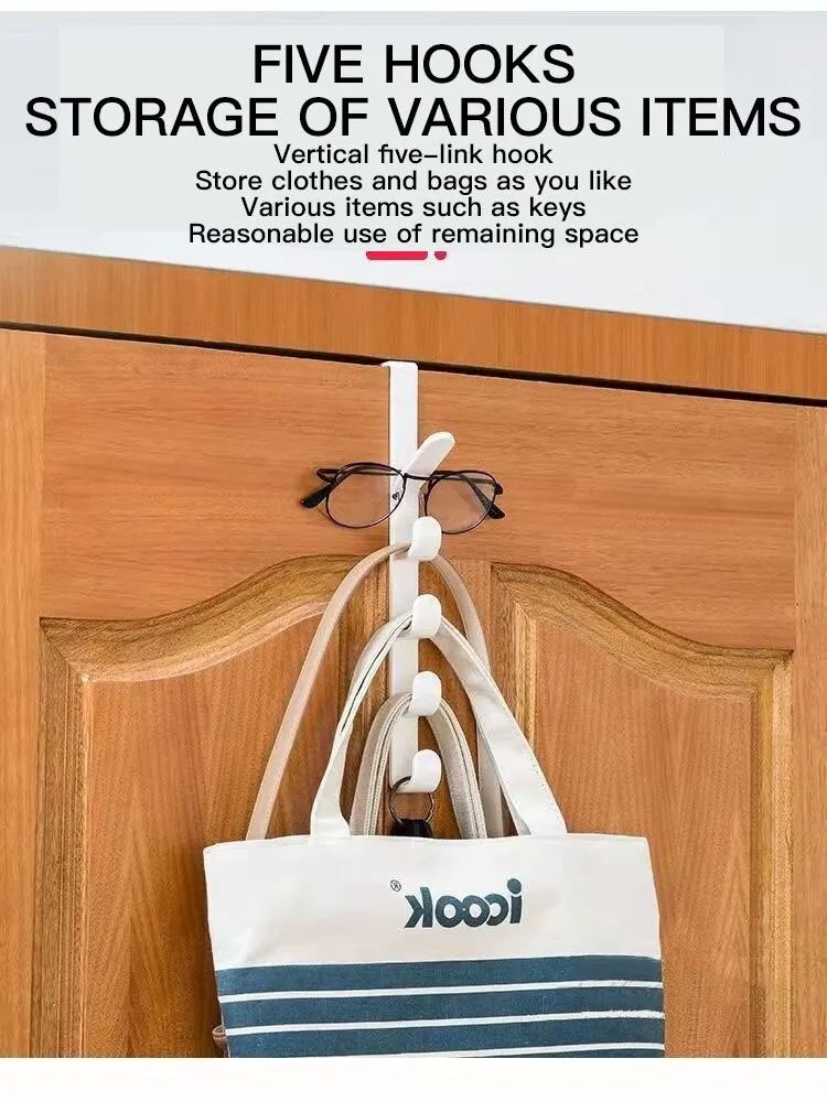 Multifunktion aler Five segment haken tragbarer Kleider haken Tür Handtuch haken frei stanzen nahtloser Haken