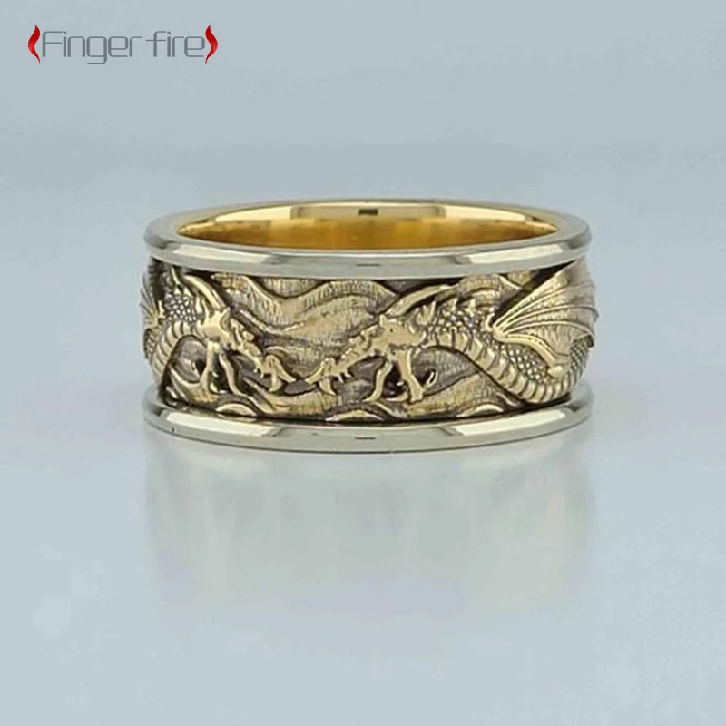 

Fashion Gold Plated Double Dragon Shaped Exquisite Ring Festival Party Couples Popular Jewelry Gift Ornament