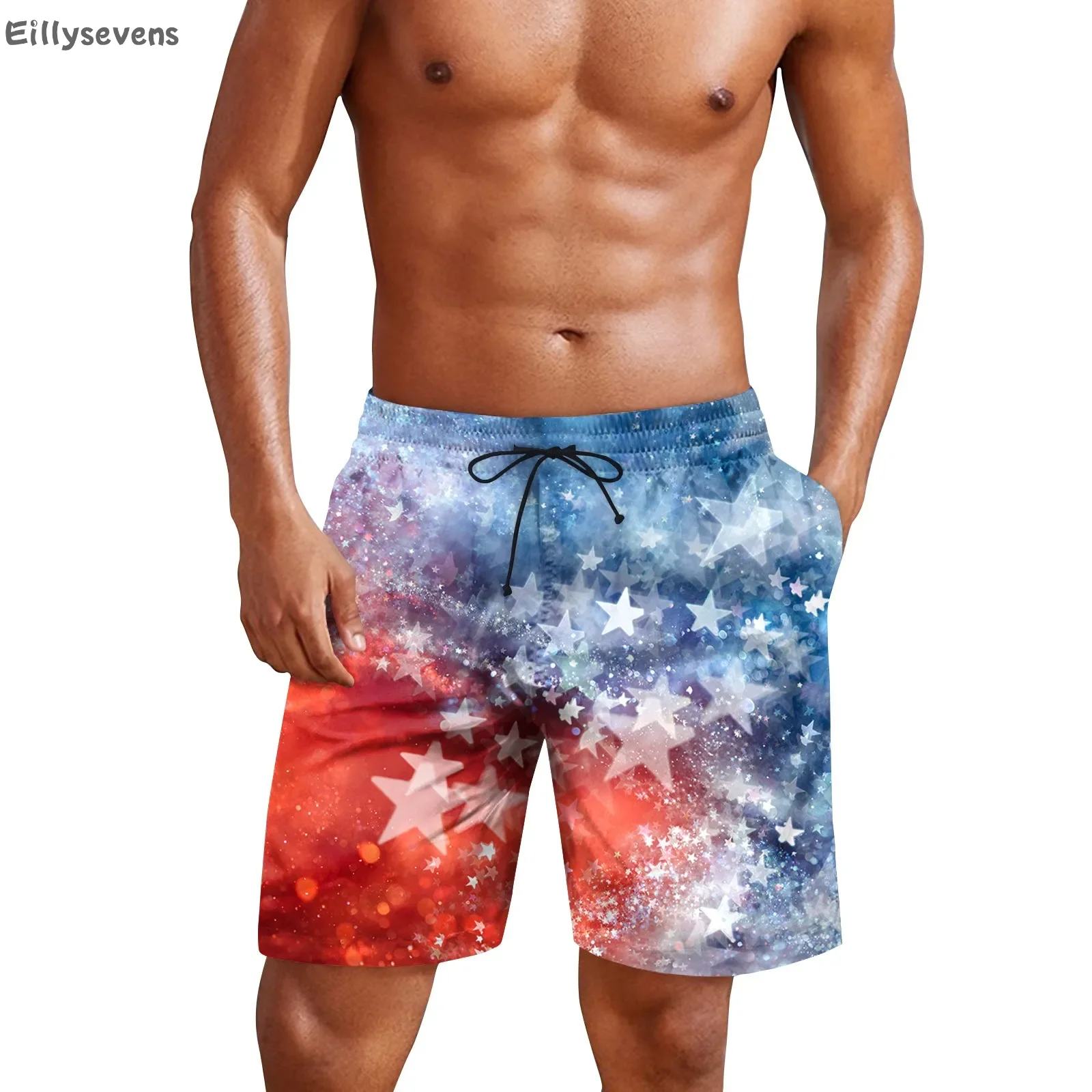 

Шорты мужские пляжные с принтом «День Независимости», повседневные Модные свободные дышащие, для бега