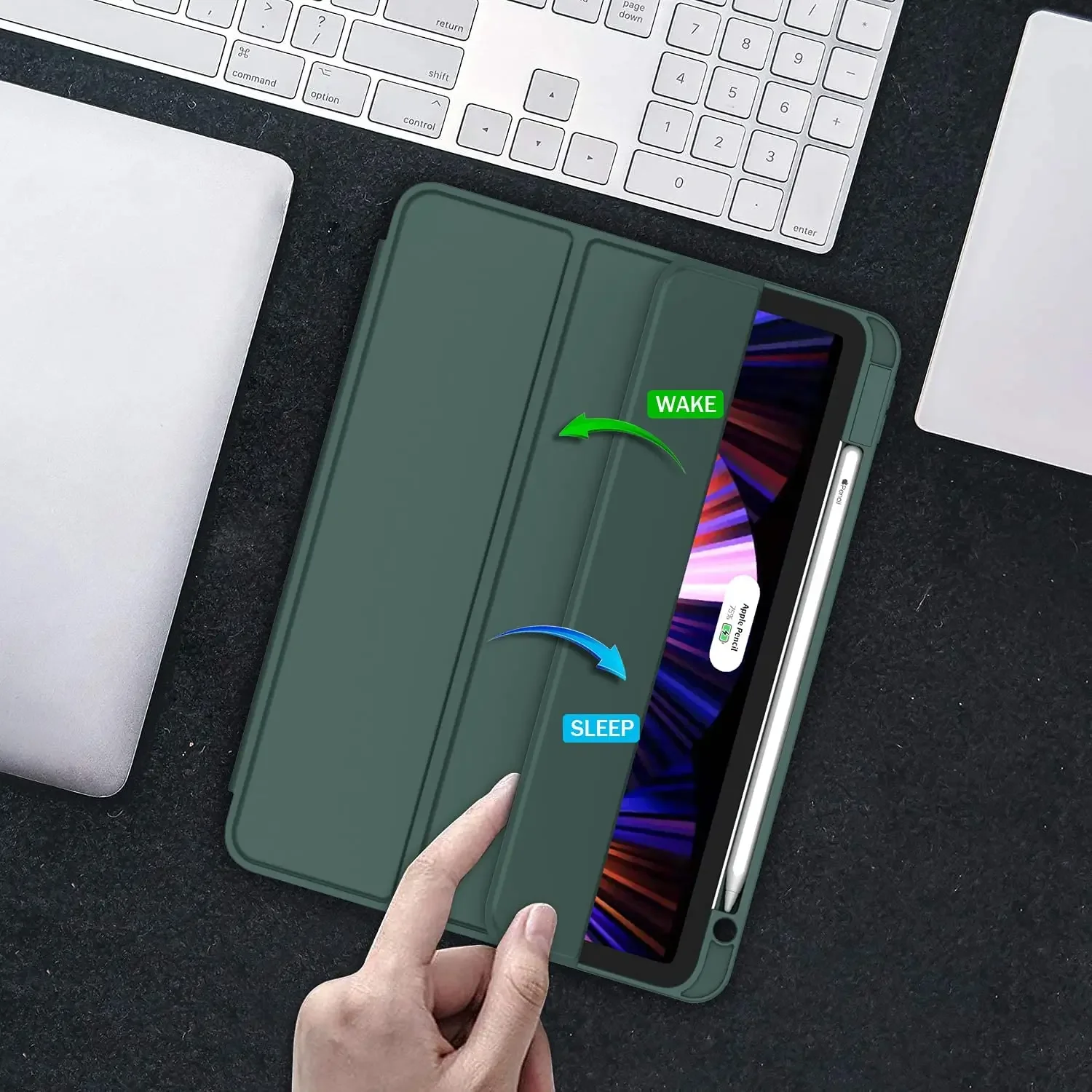 Versatile Tablet Case with Pencil Holder and Stand - Smart Magnet Auto Sleep Cover