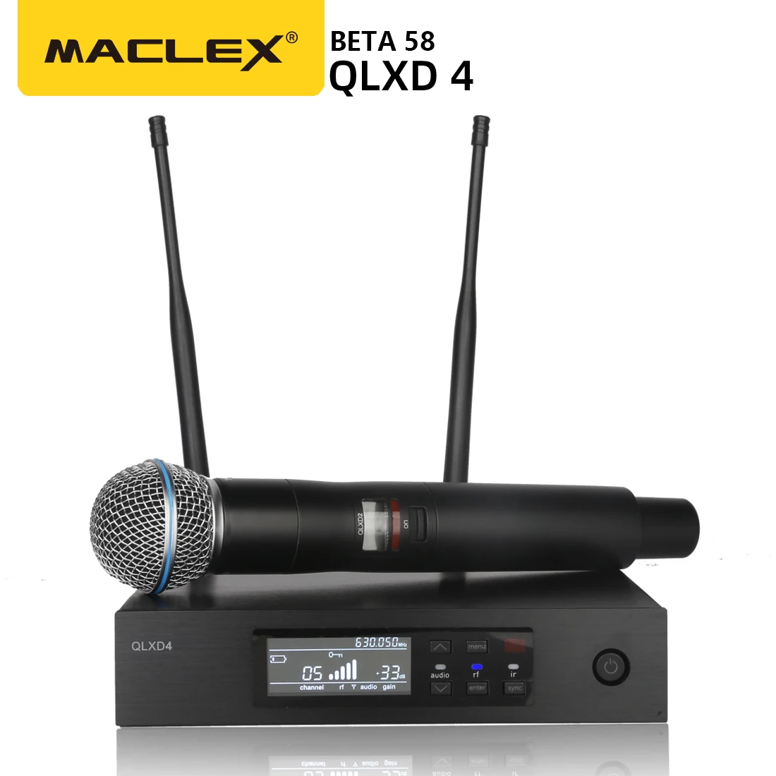 

QLXD4 Maclex High Quality UHF Profeesional Dual True Diversity for Karaoke Stage Performances QLXD2 Beta 58 S58 Mic