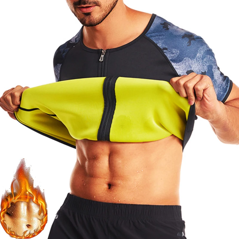 Body Shaper da uomo Tuta da sauna Camicia da sudore Biancheria intima dimagrante Camicia per dimagrire Bruciatore di grasso Allenamento Canotta termica_voghion.com