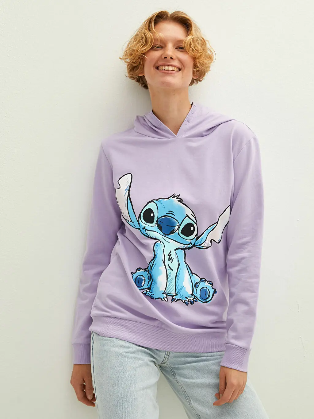 Hood Collar Lilo \u0026 Stitch Printed Long 