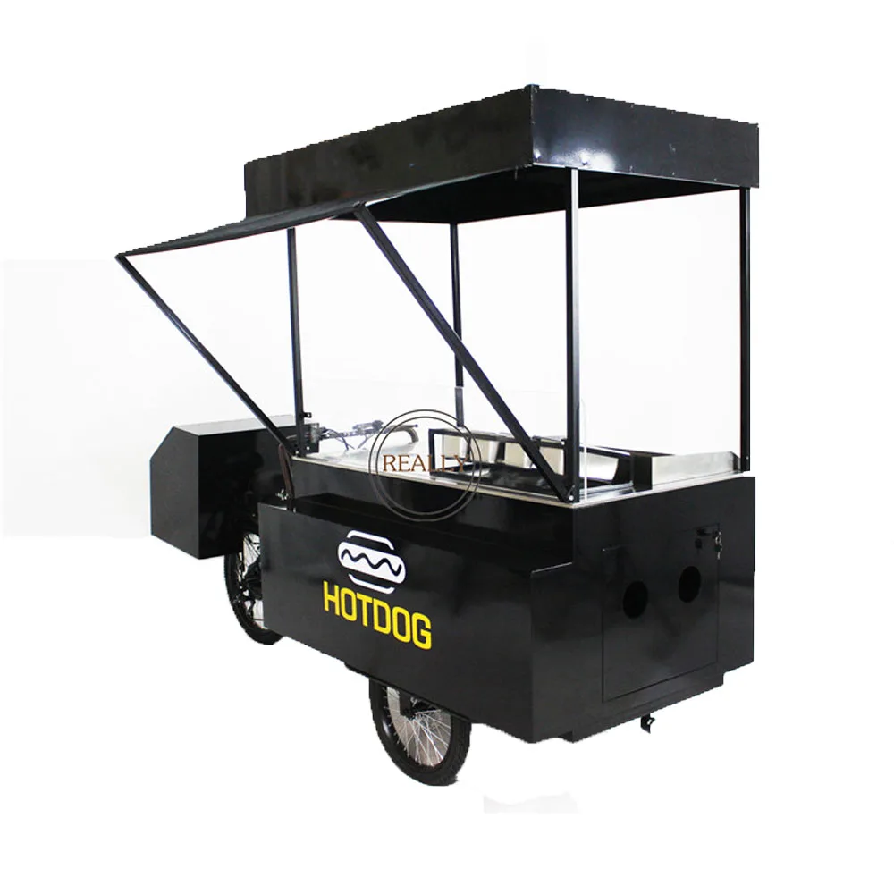 Rl-T07B Frigorifero E Piastra Cibo Bici Bicicletta Triciclo Carrello Del Caffè Pedale Elettrico Mobile Trike Street Vending Car