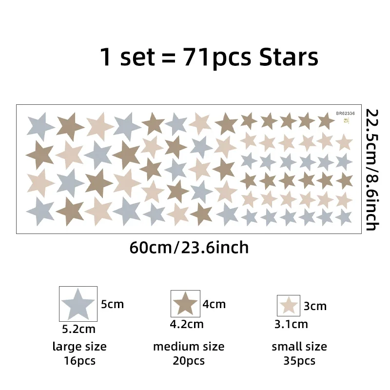 71pcs Boho Colorful Stars Wall Stickers For Children Room Baby Kids Room Nursery Wall Decals Home Decoration Decals