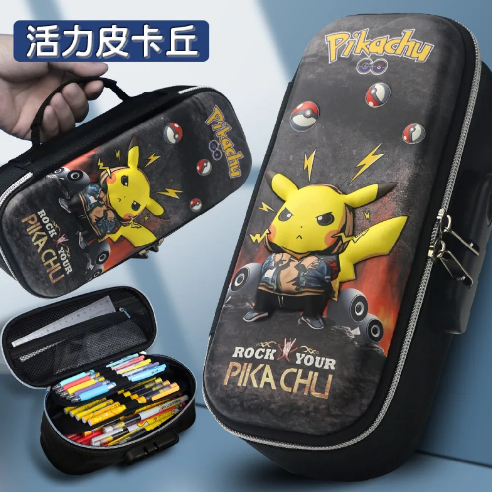 

Pikachu Password Lock Stationery Box Pokemon Pupils Pencil Case Large Capacity Boys and Girls Pencil Box Birthday Gift