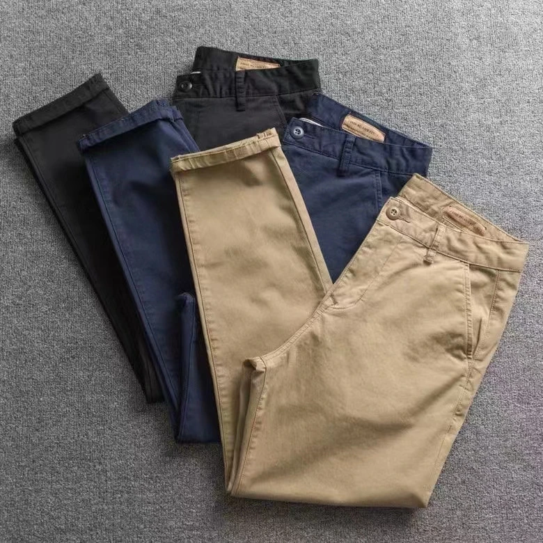 Free shipping, high-quality pure cotton men's casual pants, simple solid color casual pants