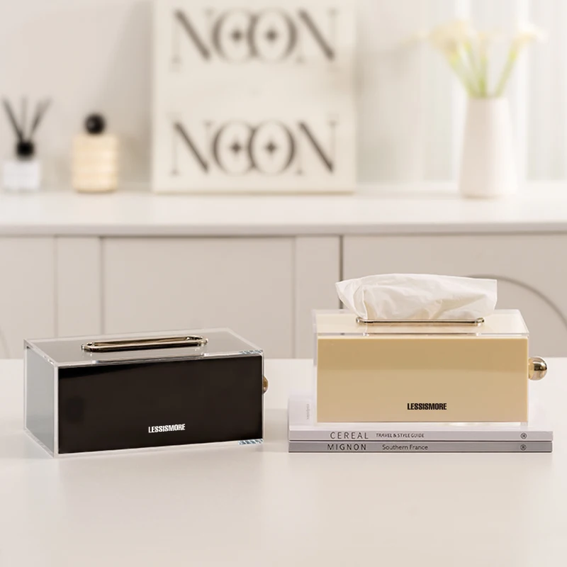 【EpeiusHome】 Acrylic Tissue Box Home Light Luxury Nordic Simple Coffee Table Extraction Box Storage Box 3