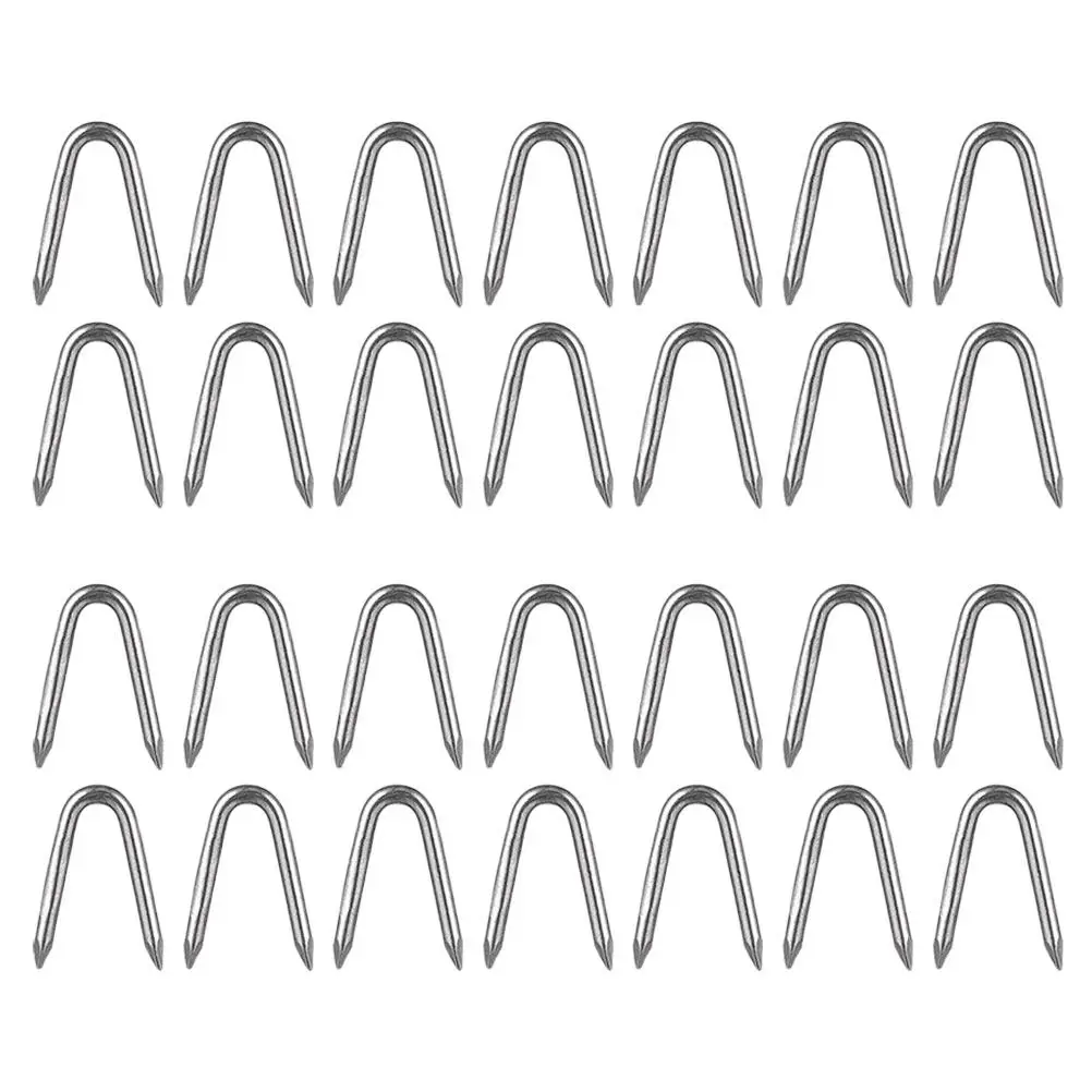 50Pcs U 모양의 못 철제 울타리 말뚝 강력한 녹슬지 않는 정원 울타리 못 야외 고정 울타리 캠핑장용 U 못