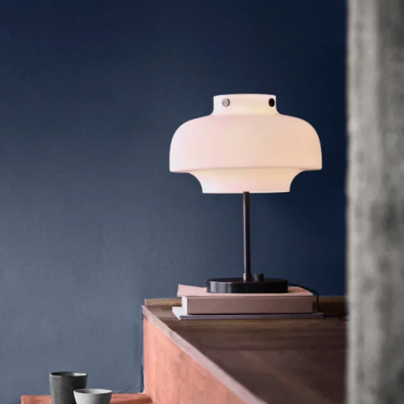 

Nordic Warm Bedroom Bedside Glass Desk Lamp Danish Retro Minimalist Study Office Writing Personalized Decorative LED Table Lamp