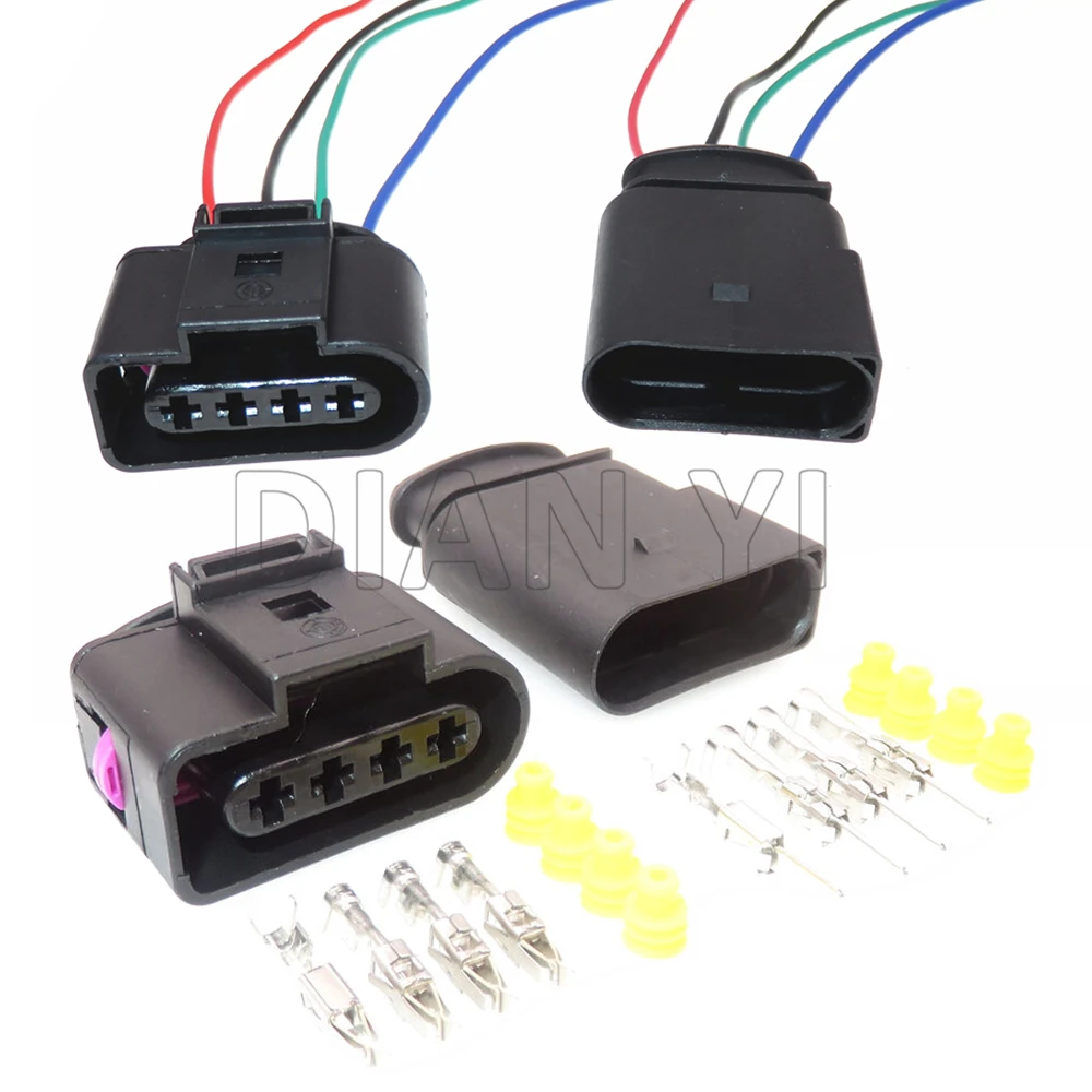 1 Set 4 Way Auto Ignition Coil Wire Connector For Vw Audi Car Plastic Housing Socket 4B0973724 638245-1 1J0973724 1J0973824
