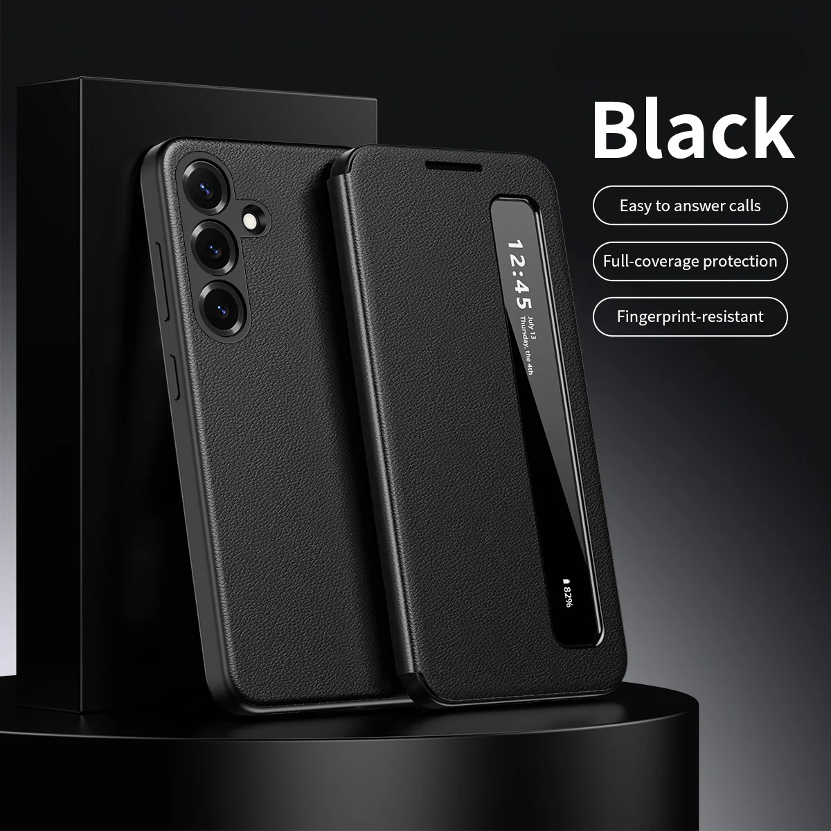 Luxuriöse Leder-APP-Klarsicht-Smart-Window-Handyhülle für Samsung Galaxy S26 S25 S24 S23 FE S22 Ultra Plus A55 A56 Flip Display Cover – Detail 11