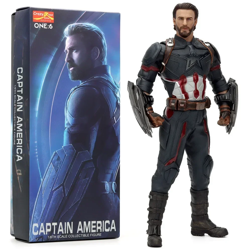 thumbnail image 1 of Figuras de acción de Marvel 1/6 Capitán América 12 Vengadores, modelo de exhibición, figuras de Iron Man, regalos de soldados de juguete, regalos de Thor Hammer Boy, 1 of 5