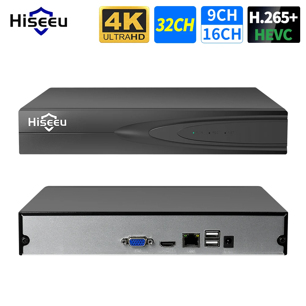 Hiseeu H.265+ HEVC 8CH 16CH 32CH CCTV NVR 4K 8MP 5MP 4MP 3MP 2MP IP Network Video Recorder For Surveillance Camera System Kit 4k ultra hd ahd video surveillance system kit 16ch dvr security camera system set 8mp color night vision cctv camera kit 8ch p2p