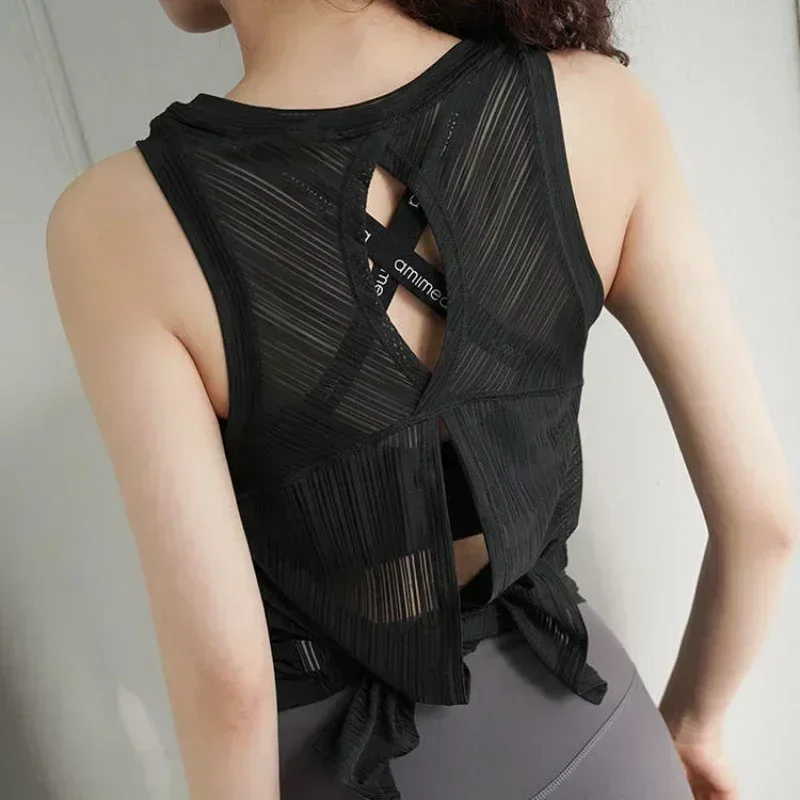 Sleeveless Backless Sports T-Shirt Women's Gym Tank Top Loose Sportswear Breathable Workout Tank Top Fitness Yoga Dance sports t shirt yoga top yoga shirt sports shirt sports tank