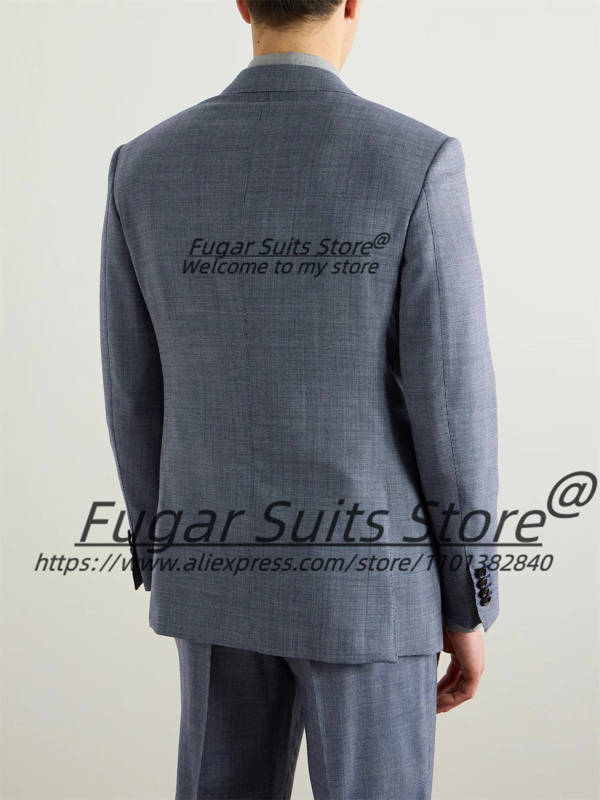 Business Navy Blue High Qublity Men Suits Slim Fit Peak Lapel Groom Prom Tuxedos 2 Pcs Sets Office Work Male Blazers Ropa Hombre 3