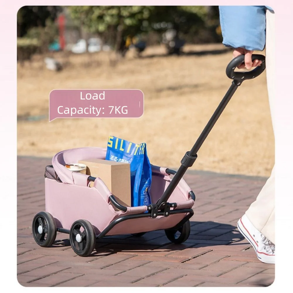 Poussette pour animaux de compagnie pliable à 4 roues respirante 360 ° Poignée rotative voyage chien landau poignée rétractable grande capacité chariot pour animaux de compagnie chats S5644bc6bb2034cbeb644a391c56dc1e8Q