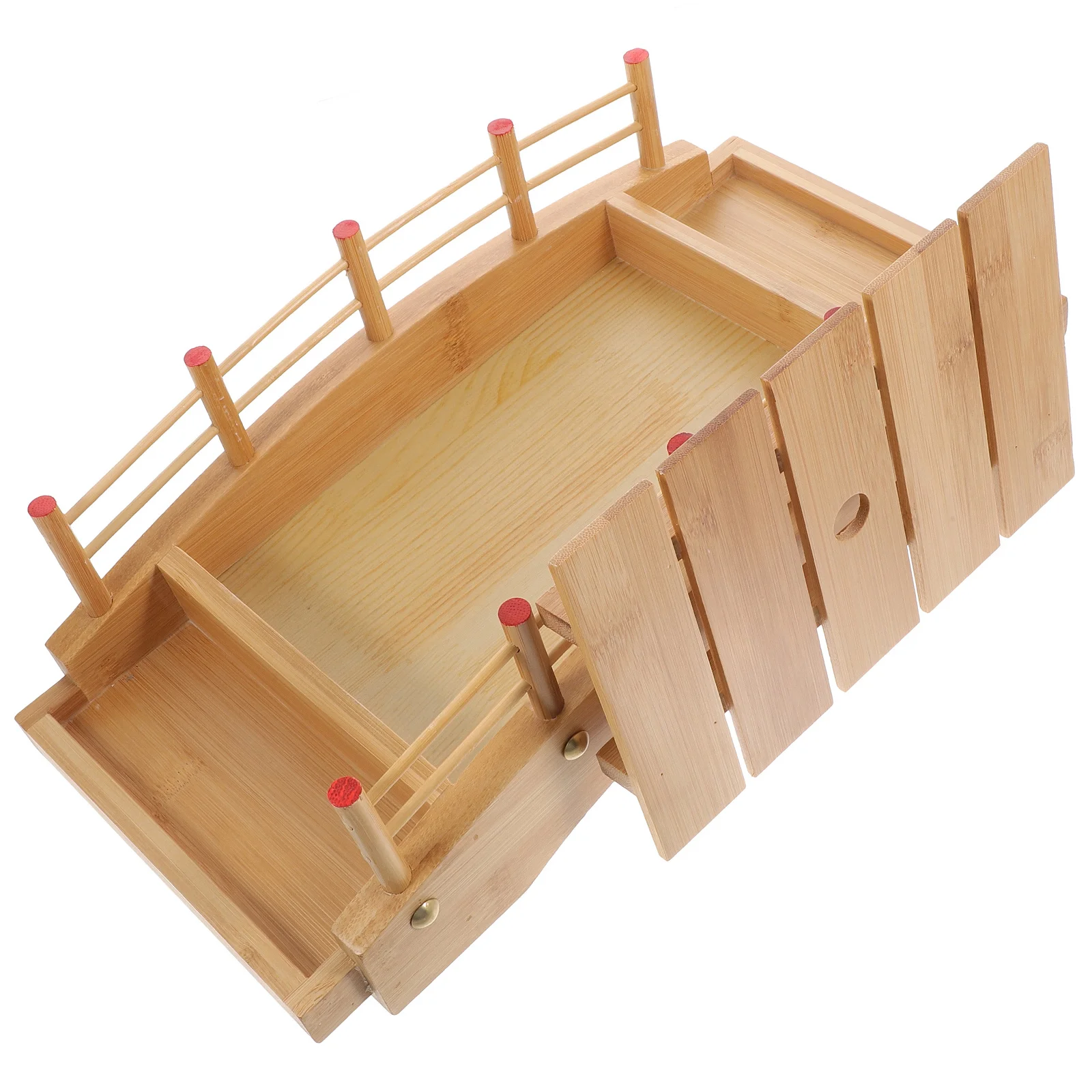 

Sushi Plate Wooden Bridge Shaped Sashimi Plate Tray Snack Tray Dessert Plate Dish for Fruits Cupcakes Sushi Dish Yellow 40x20cm