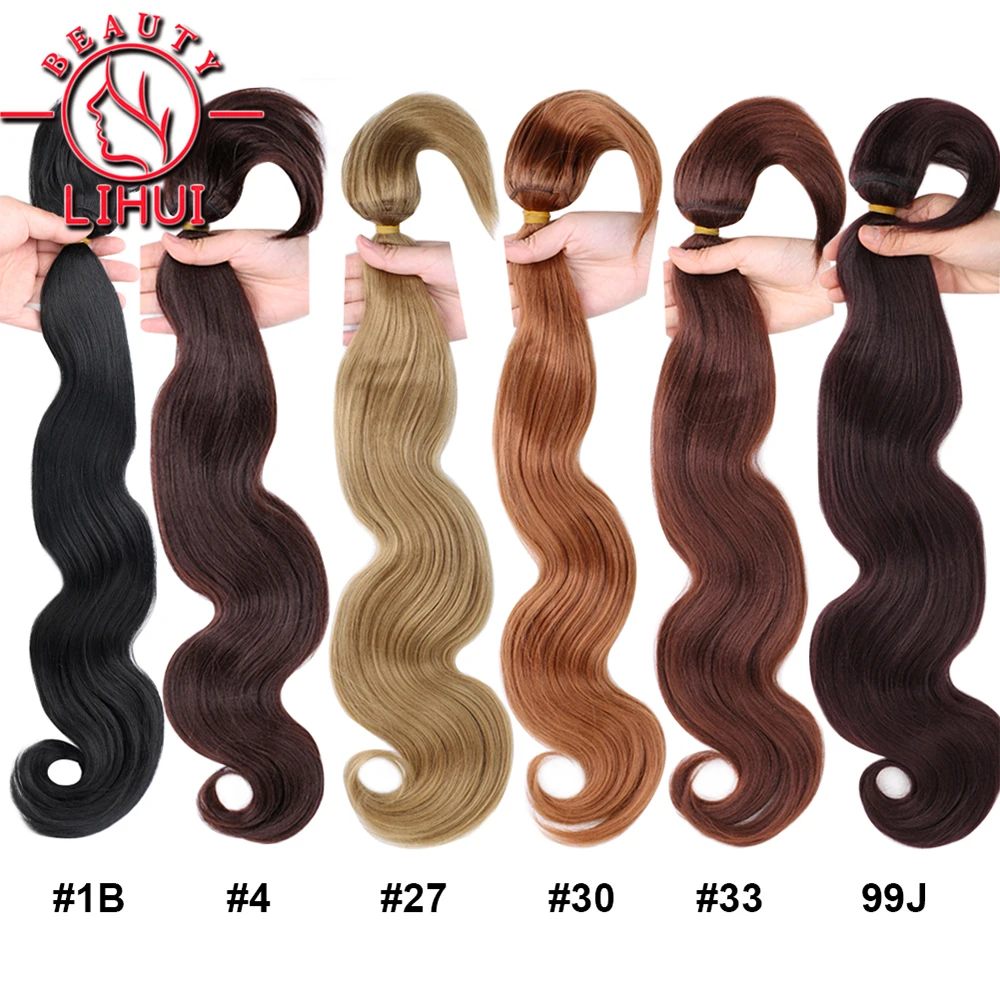 Synthetic Bulk Hair 18 inch Black 1 Bundles 110g Heat Resistant Fiber Hair Extensions Synthetic Body Wave Bundles