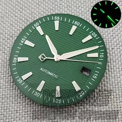 Wave Texture 33mm Watch Dial with Green Luminous Date Hands - Premium Watch Accessory - 33mm (Coffee)