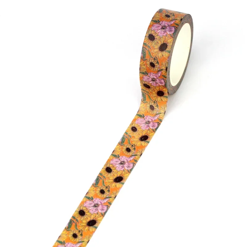 NEW 1PC 10M Decorative Beautiful Sunflowers Washi Tape for Scrapbooking Journaing Adhesive Masking Tape Cute Stationery 3