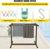 Pool Towel Rack, 5 Bar, Brown, Freestanding Outdoor PVC T-Shape Poolside Storage Organizer, Include 8 Towel Clips 5