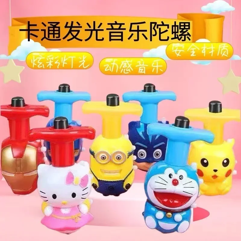 LED 스피닝 탑 플래싱 라이트 음악 피규어, 발 순찰 자이로 장난감, 모델 런처, 야간에도 빛나는 회전 어린이 장난감, 12PCs/BOX